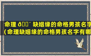 命理 🐴 缺姻缘的命格男孩名字（命理缺姻缘的命格男孩名字有哪些）